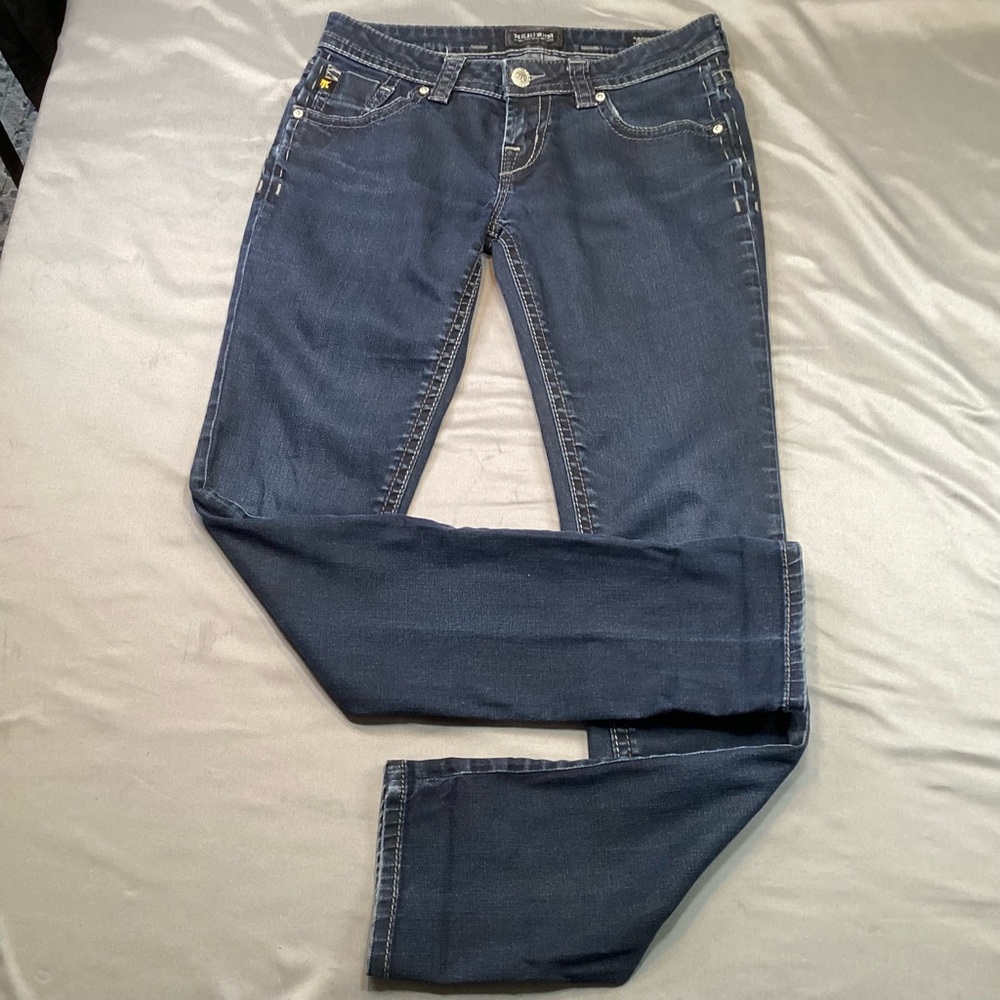 MEK USA DNM Womens Dark Wash Distressed Designer Harbin Cigarette Jeans 29x34